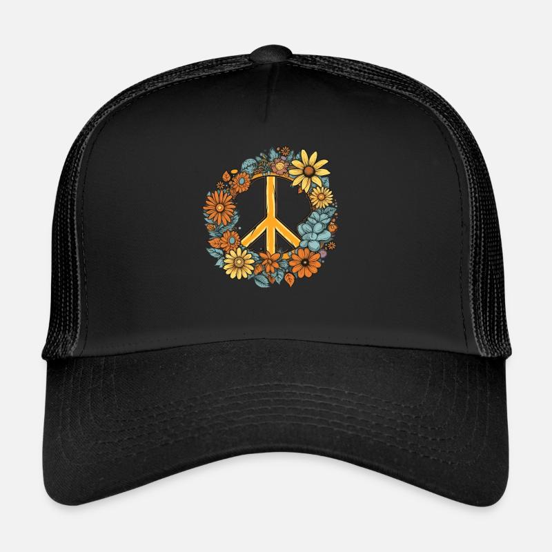 Kostüm Hippie Peace Zeichen Trucker Cap