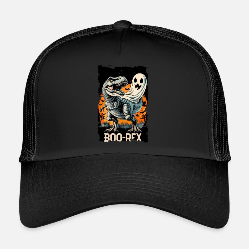Halloween Dinosaurier Dino T-Rex Boo - Trucker Cap - Schwarz/Schwarz