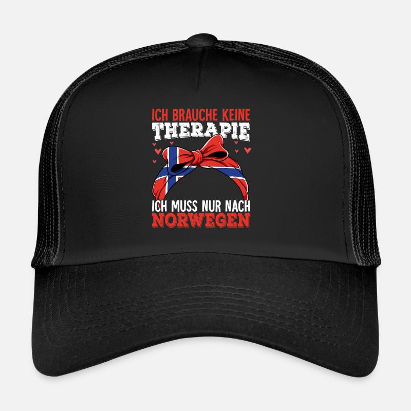 Norwegen - Trucker Cap - Schwarz/Schwarz