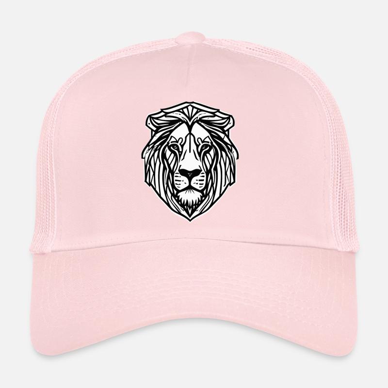 Black & White Geometric Lion Trucker Cap