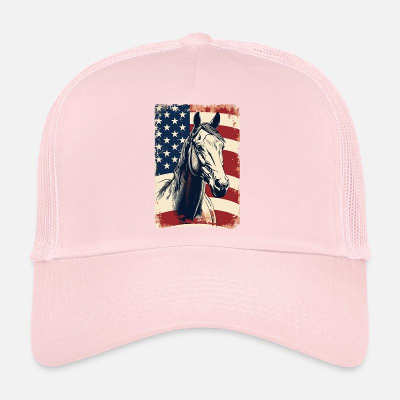 Drapeau américain avec cheval USA Lover Casquette trucker 