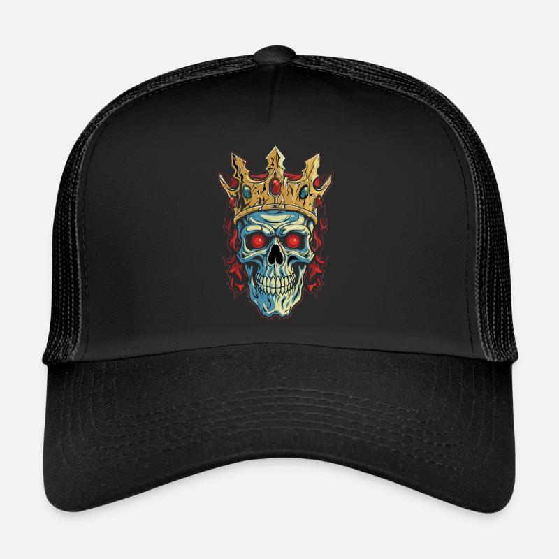Bunter abstrakter Totenkopf mit Krone Trucker Cap
