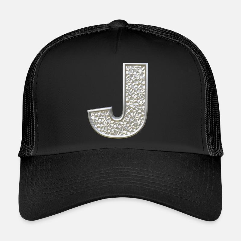 J, letter, letter J, initial, initial J, monogram, Trucker Cap