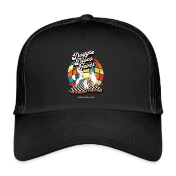 Doggie Disco Fever Dancing Dog Dancefloor Fun 70's - Trucker Cap - black/black - Front