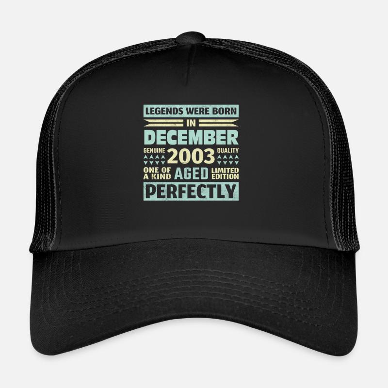 20e anniversaire Décembre Millésime 2003 Millésime Casquette trucker 
