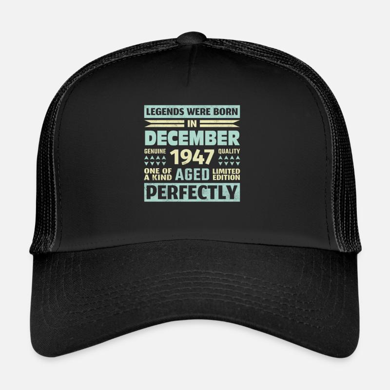 76e anniversaire décembre millésime 1947 millésime Casquette trucker 