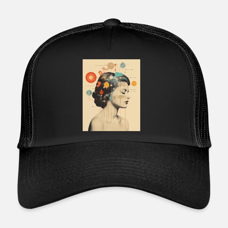 Astrologie d’art de collage Verseau - Casquette trucker - noir/noir