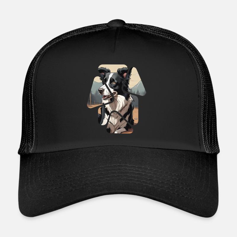Border Collie Hund - Trucker Cap - Schwarz/Schwarz
