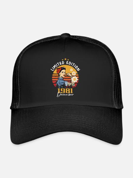 December 1981 Birthday Present December 1981 - Trucker Cap - black/black - Front