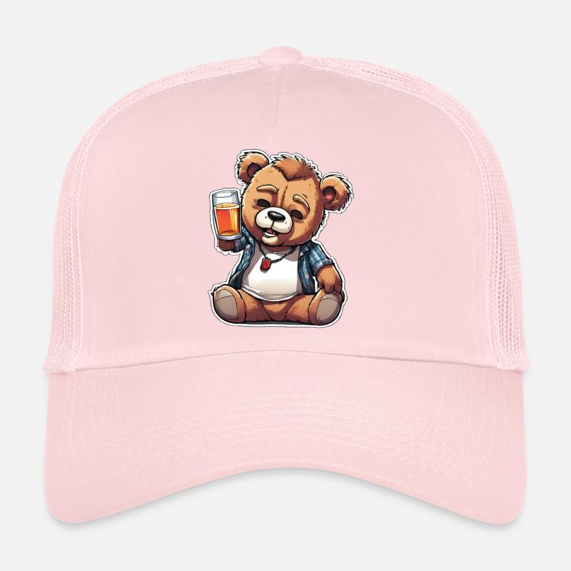 Celebrating teddy bear with beer Trucker Cap