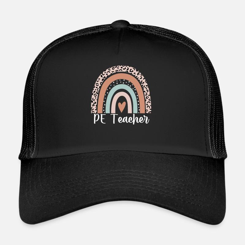 PE Teacher Rainbow Leopard Funny PE Teacher Trucker Cap