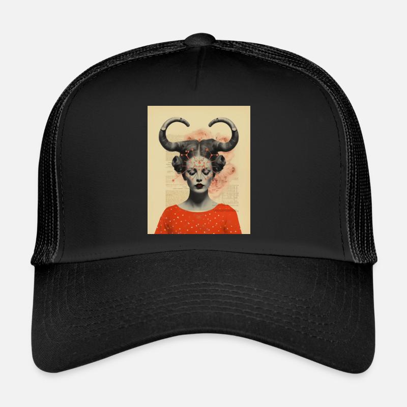 Capricorn collage art astrology - Trucker Cap - black/black