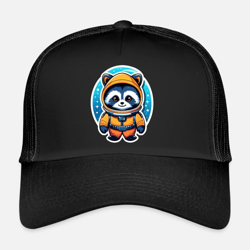 Raccoon Astronaut Illustration Trucker Cap