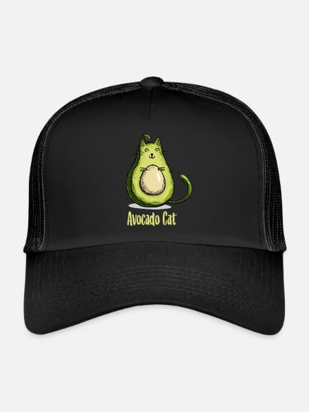 Avocat chat chats cadeau végétarien - Casquette trucker  - noir/noir - Devant