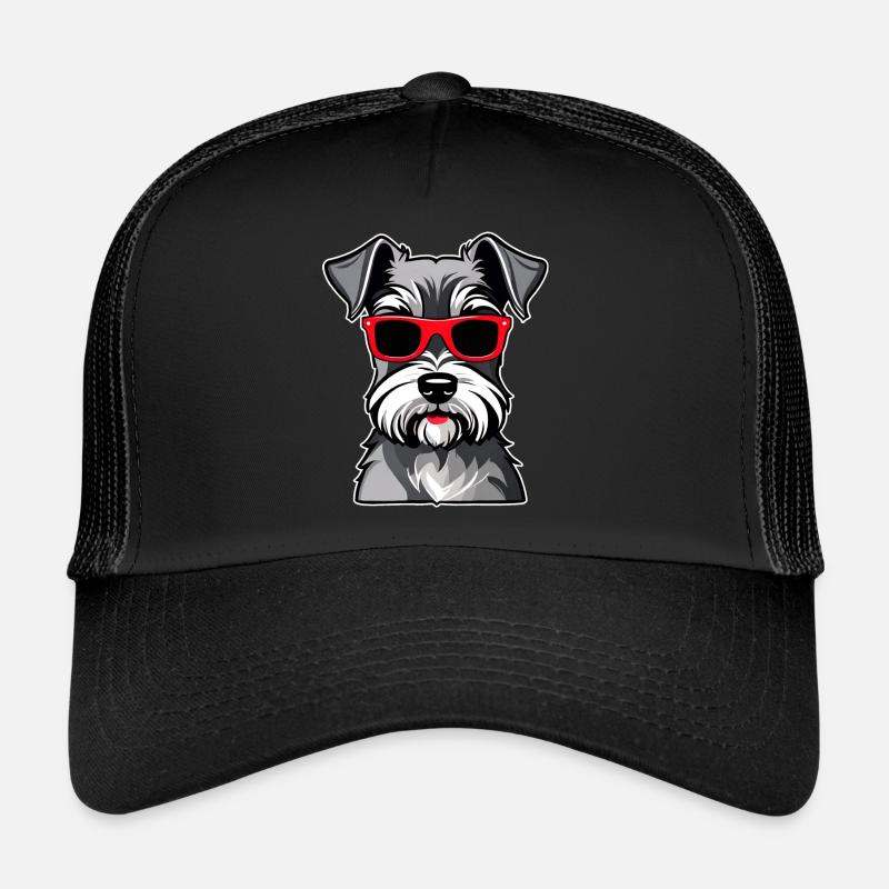 Chien Schnauzer mignon avec lunettes II Casquette trucker 