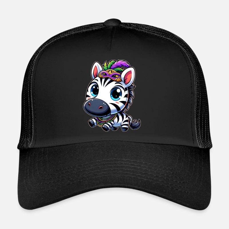 Carnival Zebra: Mardi Gras with Mask Trucker Cap