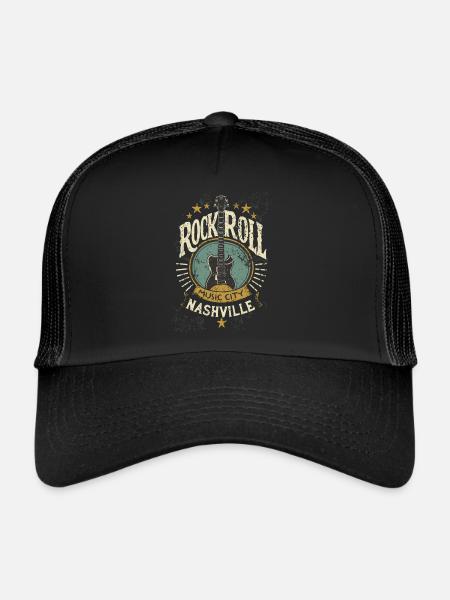 Nashville Rock & Roll Music City Music Gift - Trucker Cap - black/black - Front