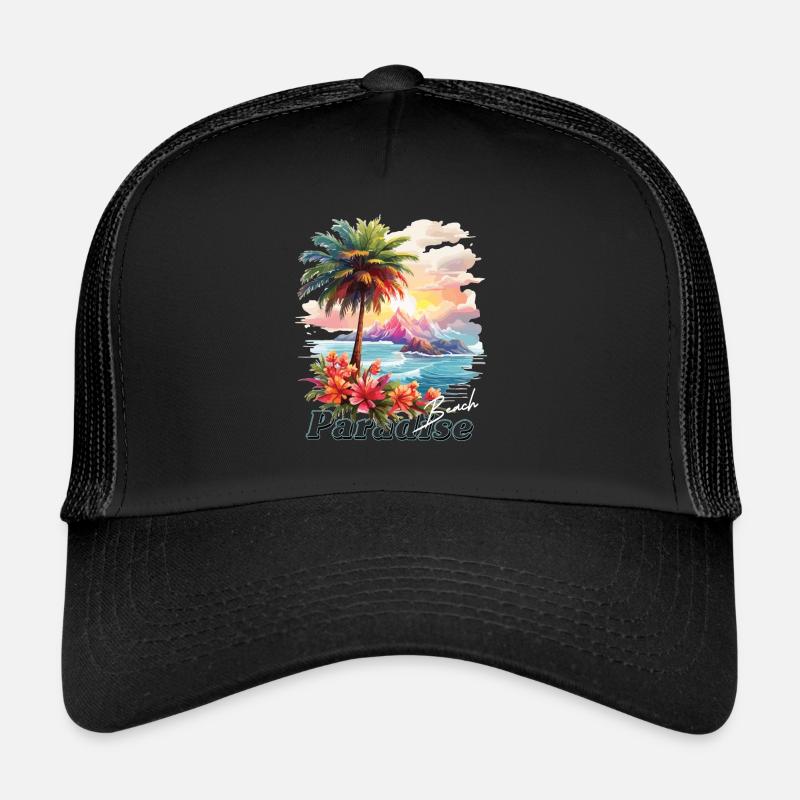 Plage paradisiaque - Casquette trucker  - noir/noir