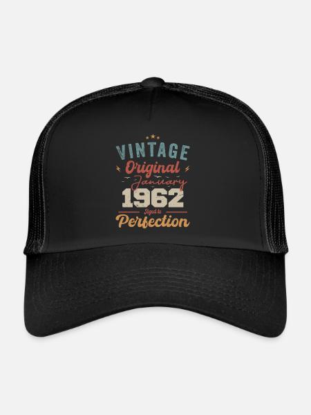 Janvier 1962 Légende depuis 62 ans - Casquette trucker  - noir/noir - Devant