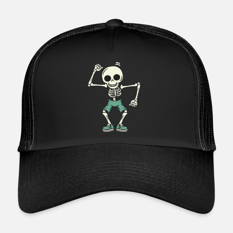 Tanzendes Skelett Totenkopf - Trucker Cap - Schwarz/Schwarz