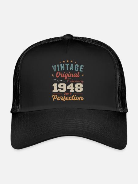 Né en février 1948 millésime 1948 anniversaire - Casquette trucker  - noir/noir - Devant