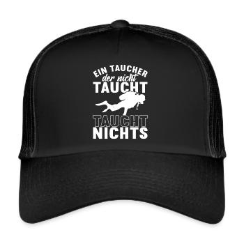 Taucher Tauchen - Trucker Cap - Schwarz/Schwarz - Vorne
