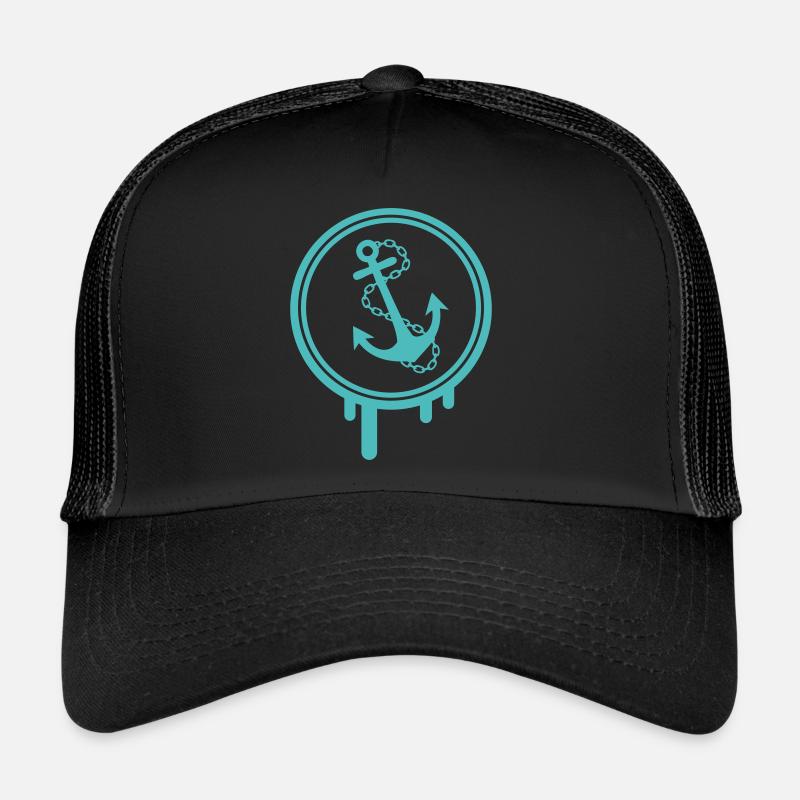 anker icon klecks - Trucker Cap - Schwarz/Schwarz