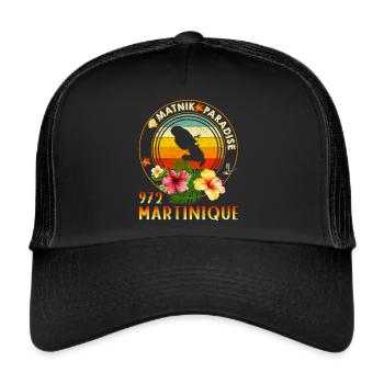 Martinique Paradise Matnik 972 Vintage Homme Femme - Casquette trucker  - noir/noir - Devant