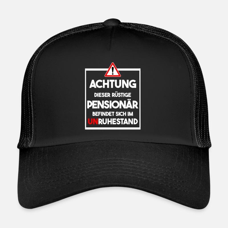 Penisonär im Unruhestand Geschenk Pensionierung - Trucker Cap - Schwarz/Schwarz