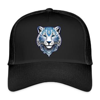 Motif mystique Mystérieux léopard des neiges - Casquette trucker  - noir/noir - Devant