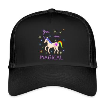 Süßes Einhorn magisch Einhörner Regenbogen Mädchen - Trucker Cap - Schwarz/Schwarz - Vorne