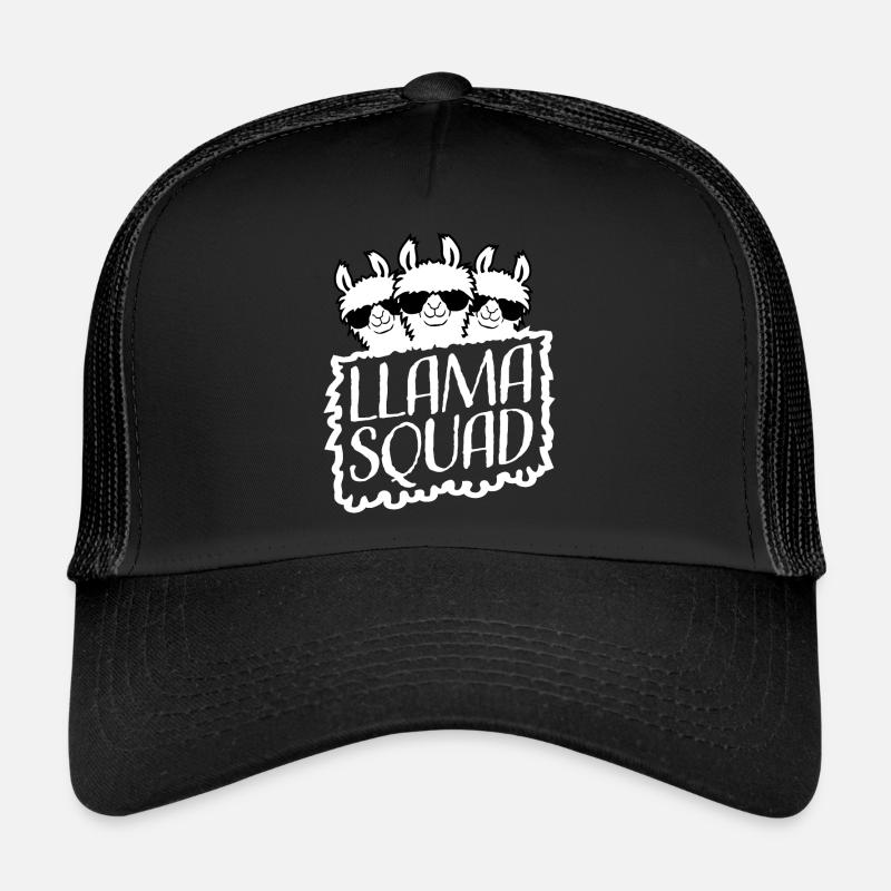 Funny Llama Squad Sunglasses Alpaca Cool Family Trucker Cap