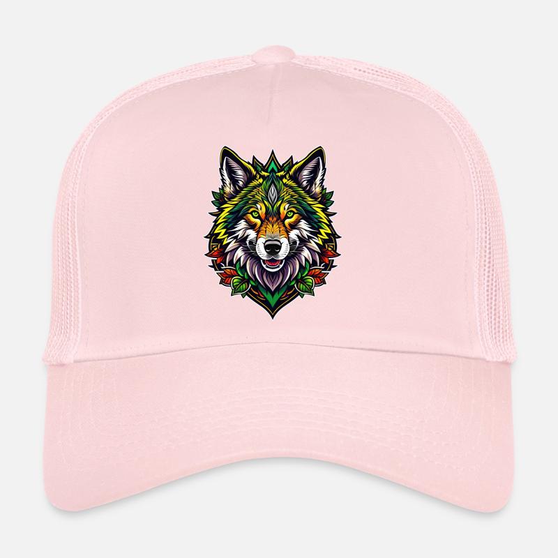 Illustration de loup coloré Casquette trucker 