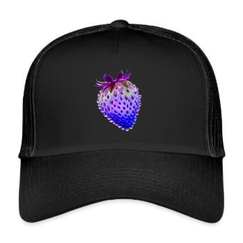 Strawberry.Blue Strawberry,Water Drops,Glass - Trucker Cap - black/black - Front
