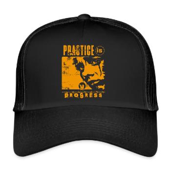La pratique du paintball est un progrès, visage (orange) - Casquette trucker  - noir/noir - Devant