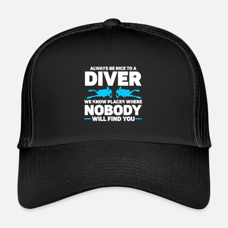 Tauchen Taucher - Trucker Cap - Schwarz/Schwarz