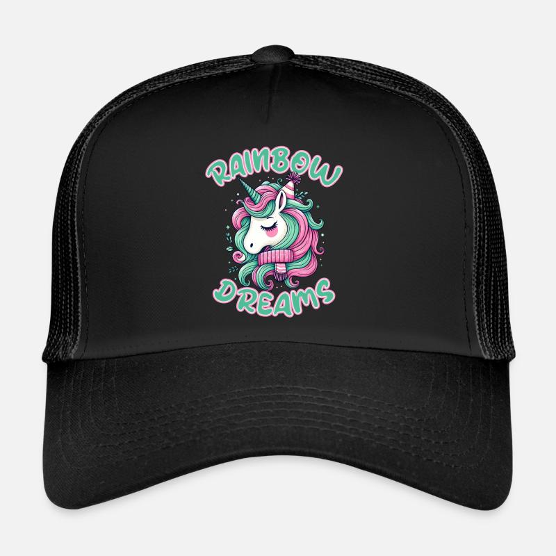 RAINBOW DREAMS, EIN SCHLAFENDES EINHORN TRÄUMT Trucker Cap