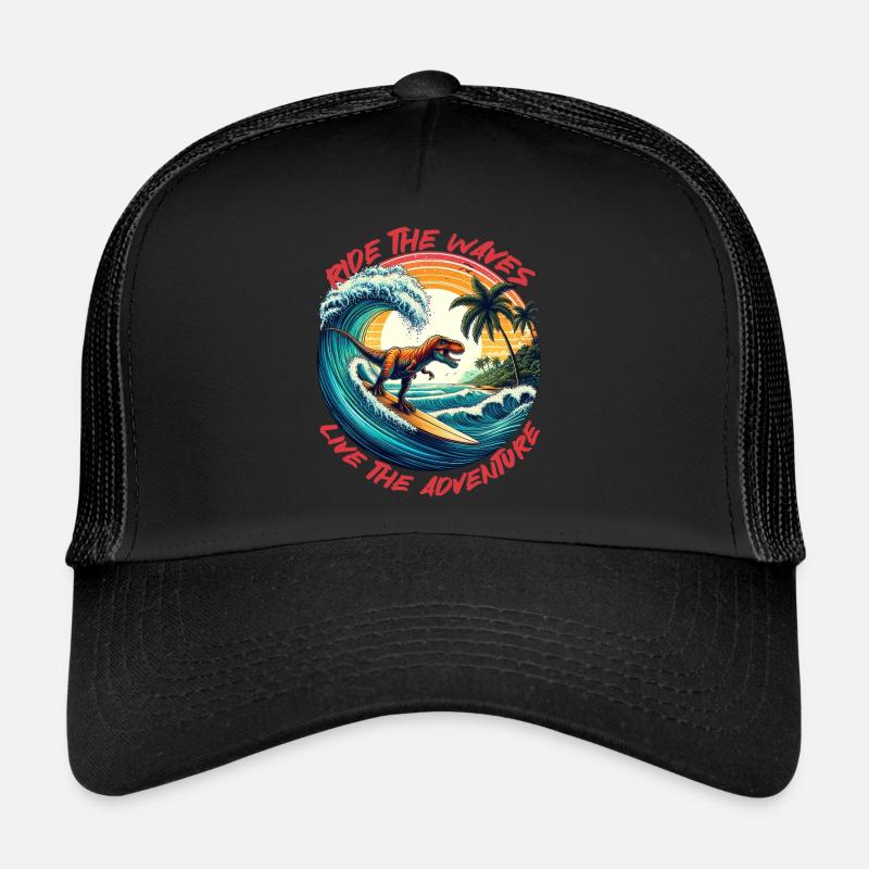 Dino Surfer Adventure: Reite mit T-Rex auf den Wellen Trucker Cap