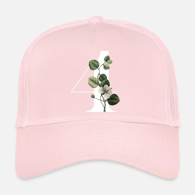 Nummer 4 Blumengrün -4. Geburtstag Blumen Trucker Cap