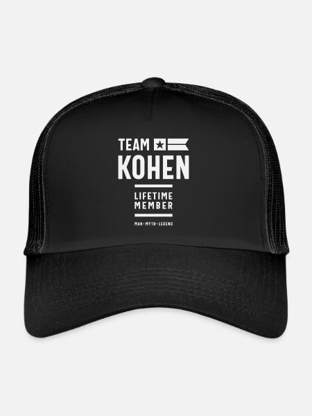Membre à vie de l’équipe Kohen Funny Name Kohen - Casquette trucker  - noir/noir - Devant