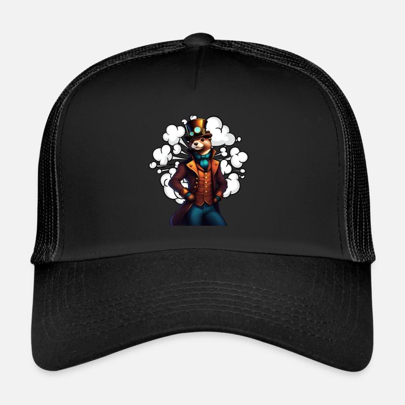 Erfindergeist Otter Steampunk Technikotter - Trucker Cap - Schwarz/Schwarz