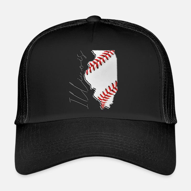 Illinois (États-Unis) | Vrai baseball | Script de carte Casquette trucker 