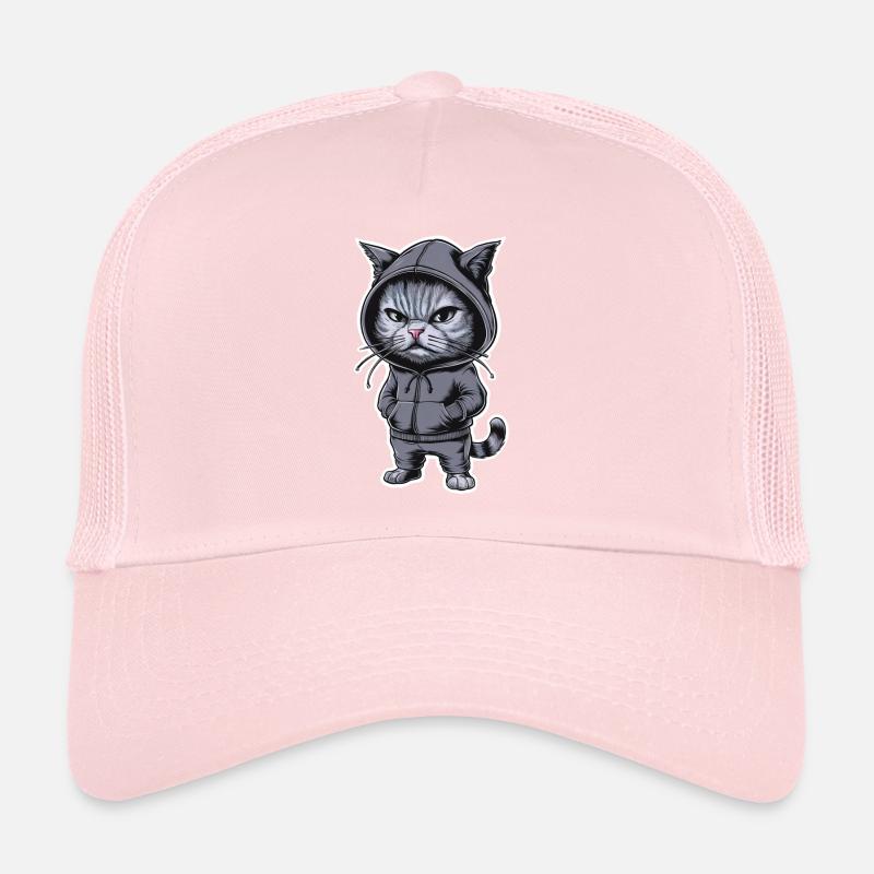 Chat en colère agacé dans un sweat à capuche élégant Casquette trucker 