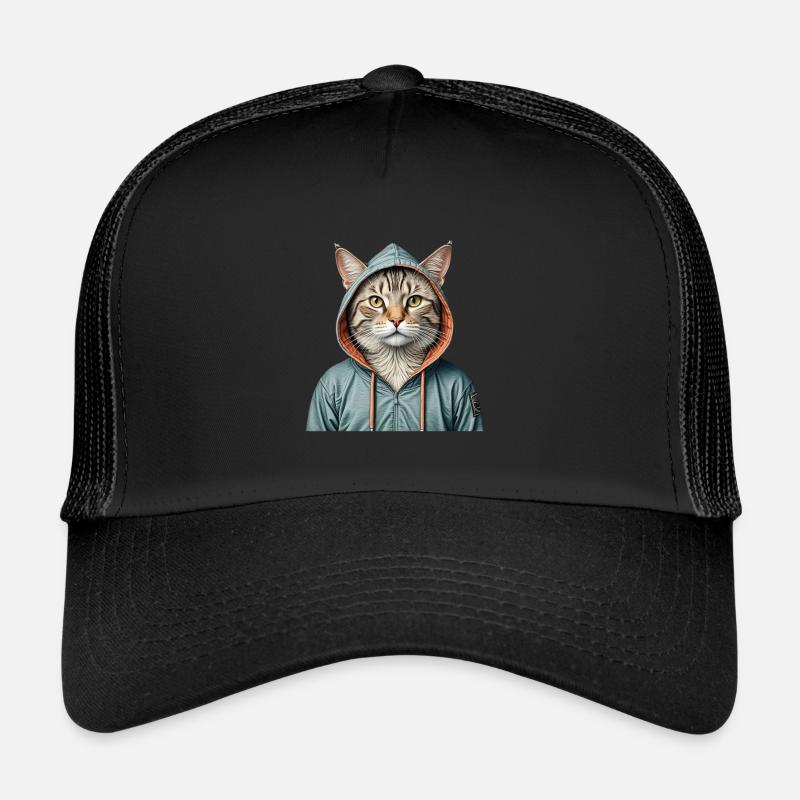 Cat wearing a jacket Trucker Cap