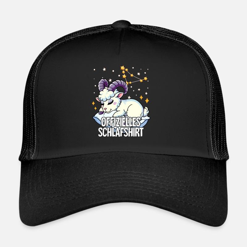 Offizielles Schlafshirt Sternzeichen Steinbock - Trucker Cap - Schwarz/Schwarz