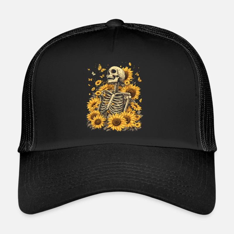 Fleurs squelettes Casquette trucker 