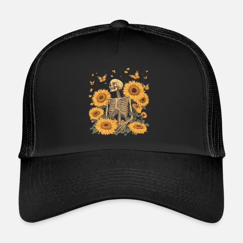 Skeleton Flowers Trucker Cap