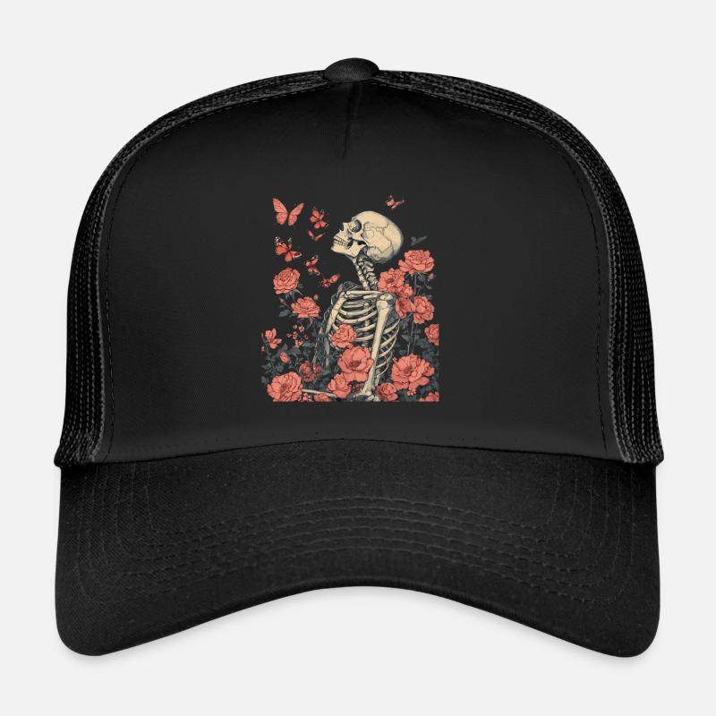 Fleurs squelettes Casquette trucker 