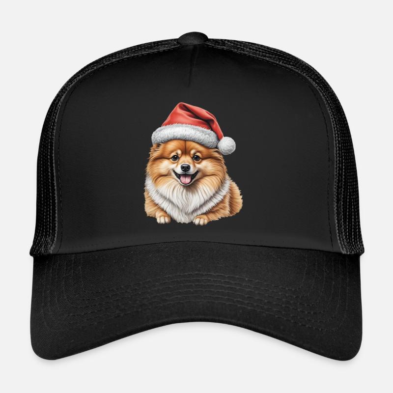 Chiot poméranien de Noël Casquette trucker 