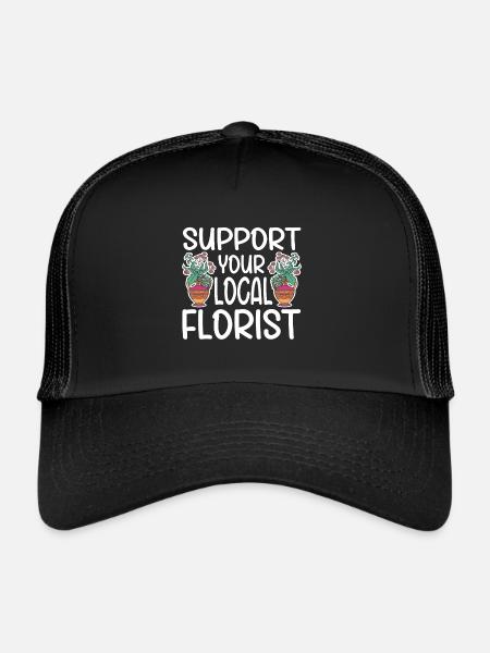 Fleuriste Fleur Florale Fleuristerie - Casquette trucker  - noir/noir - Devant